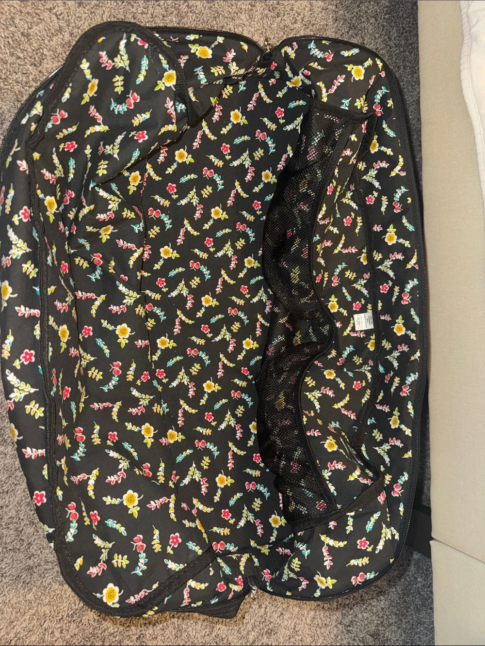 Vera Bradley Black Travel Duffel Bag with Top Handles